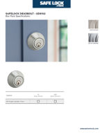 Thumbnail for Literature PDF Weiser Spec Sheet SAFELOCK DEADBOLT   SD9100